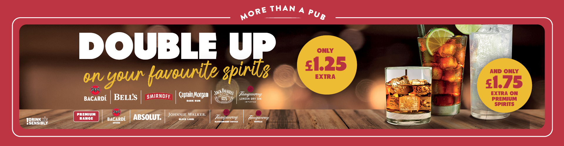 Double up on spirits from £1.25